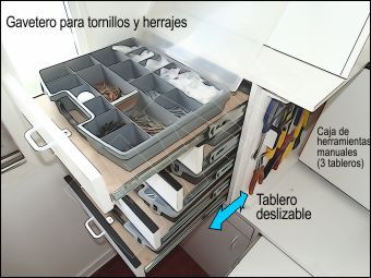 Almacenamiento de tornillera y herrajes