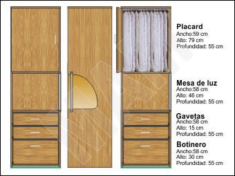 mesas de luz modulares con guardarropa